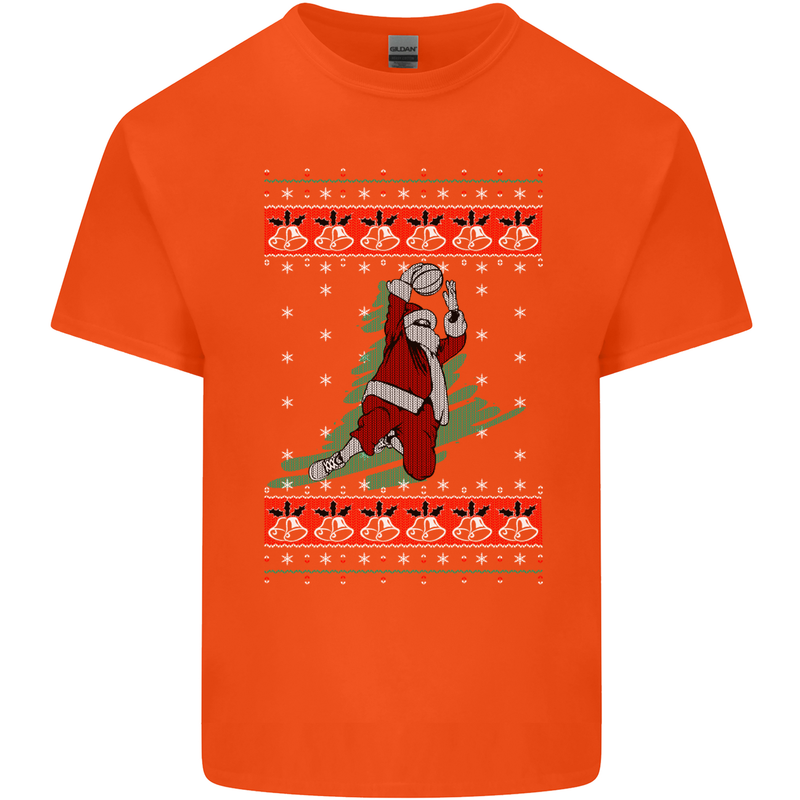 Basketball Santa Player Christmas Funny Kids T-Shirt Childrens Orange