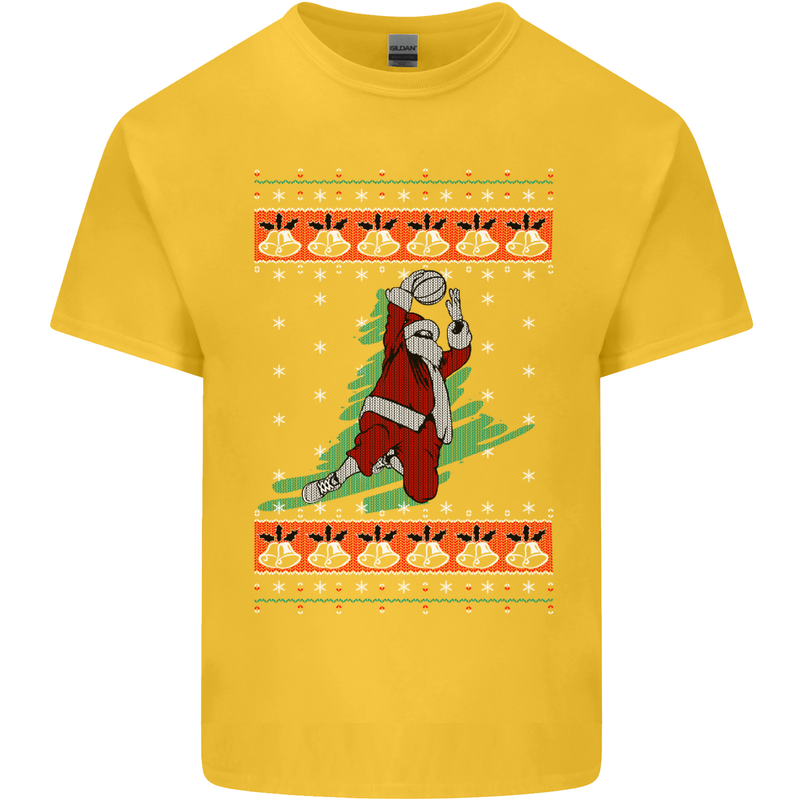 Basketball Santa Player Christmas Funny Kids T-Shirt Childrens Yellow
