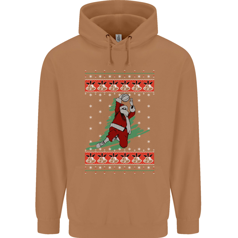 Basketball Santa Player Christmas Funny Mens 80% Cotton Hoodie Caramel Latte
