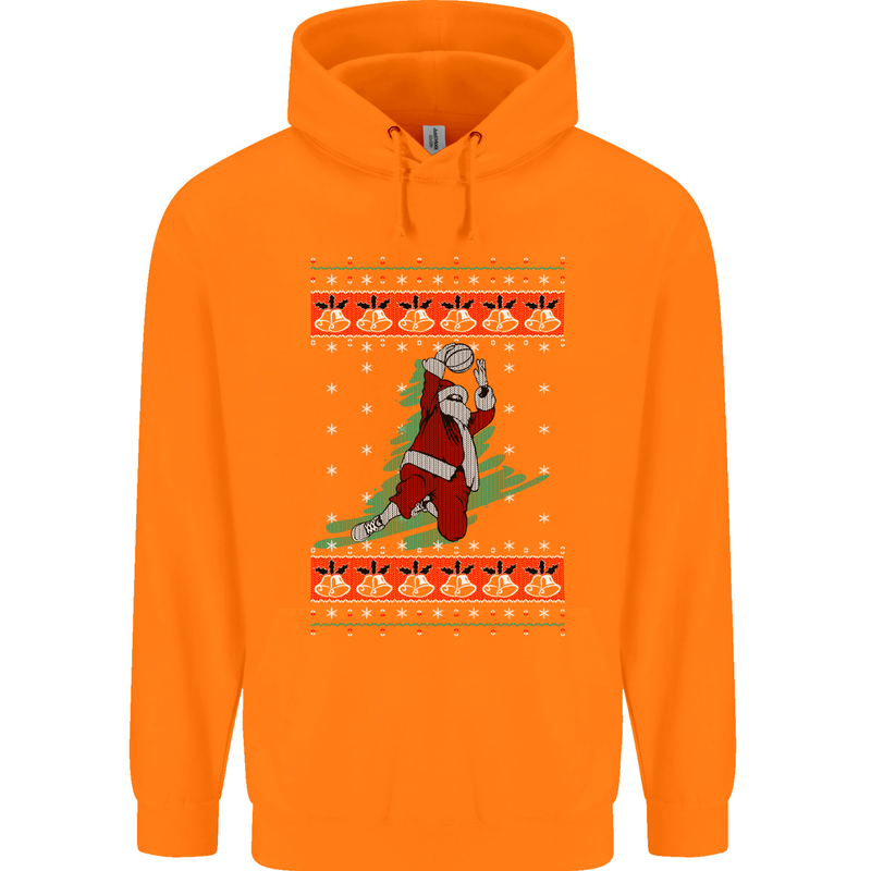 Basketball Santa Player Christmas Funny Mens 80% Cotton Hoodie Orange