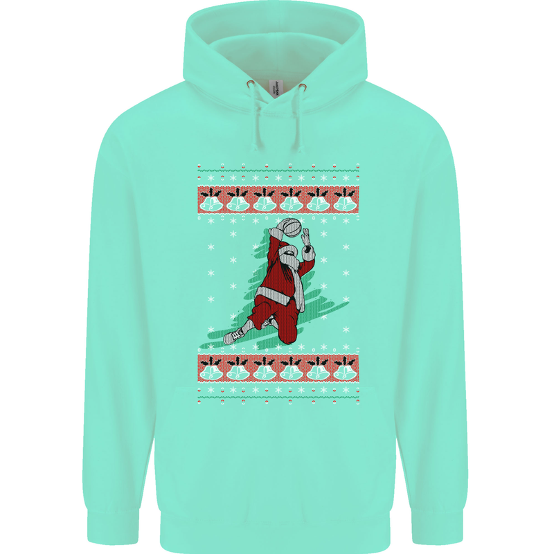Basketball Santa Player Christmas Funny Mens 80% Cotton Hoodie Peppermint
