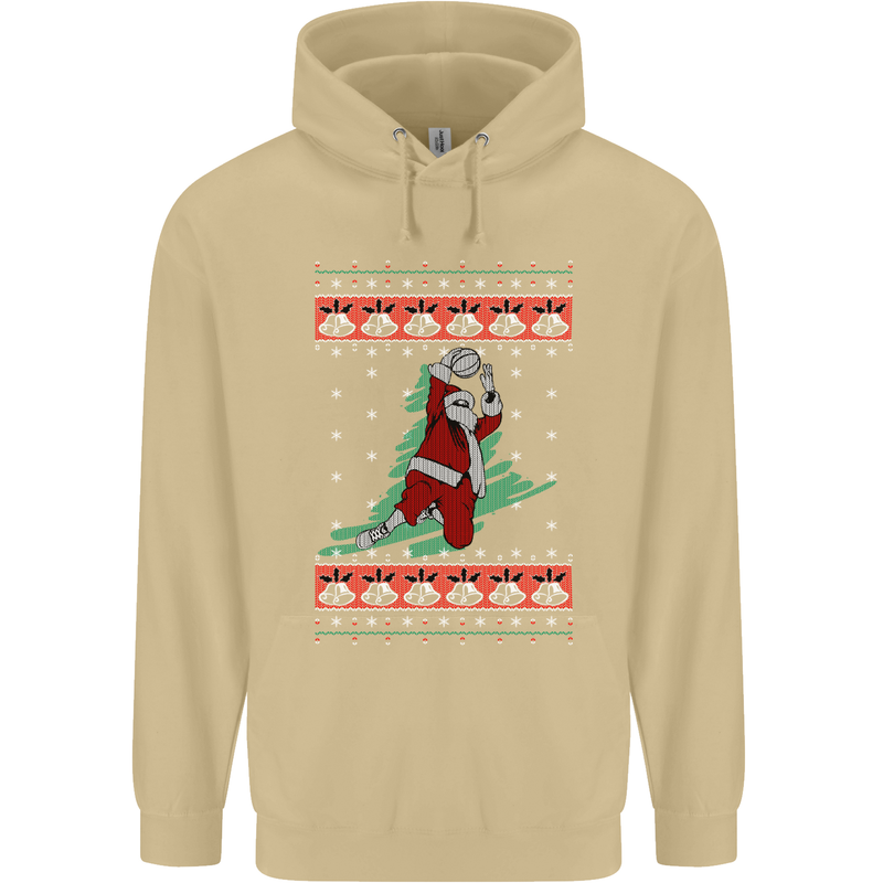 Basketball Santa Player Christmas Funny Mens 80% Cotton Hoodie Sand