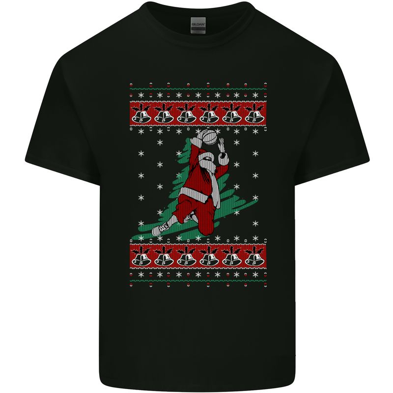 Basketball Santa Player Christmas Funny Mens Cotton T-Shirt Tee Top Black