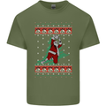 Basketball Santa Player Christmas Funny Mens Cotton T-Shirt Tee Top Military Green
