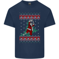 Basketball Santa Player Christmas Funny Mens Cotton T-Shirt Tee Top Navy Blue