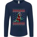 Basketball Santa Player Christmas Funny Mens Long Sleeve T-Shirt Navy Blue