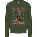 Basketball Santa Player Christmas Funny Mens Sweatshirt Jumper Forest Green