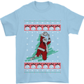 Basketball Santa Player Christmas Funny Mens T-Shirt Cotton Gildan Light Blue