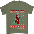 Basketball Santa Player Christmas Funny Mens T-Shirt Cotton Gildan Military Green