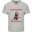 Basketball Santa Player Christmas Funny Mens V-Neck Cotton T-Shirt Sports Grey