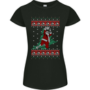 Basketball Santa Player Christmas Funny Womens Petite Cut T-Shirt Black