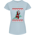 Basketball Santa Player Christmas Funny Womens Petite Cut T-Shirt Light Blue