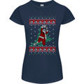 Basketball Santa Player Christmas Funny Womens Petite Cut T-Shirt Navy Blue
