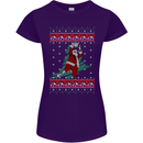 Basketball Santa Player Christmas Funny Womens Petite Cut T-Shirt Purple