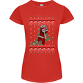 Basketball Santa Player Christmas Funny Womens Petite Cut T-Shirt Red