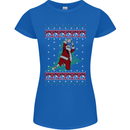 Basketball Santa Player Christmas Funny Womens Petite Cut T-Shirt Royal Blue