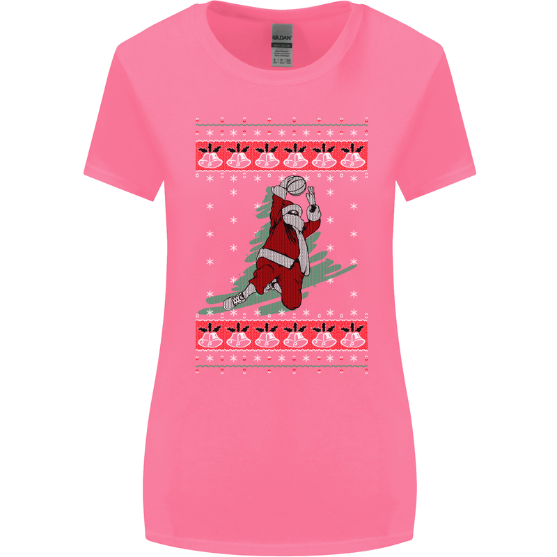 Basketball Santa Player Christmas Funny Womens Wider Cut T-Shirt Azalea