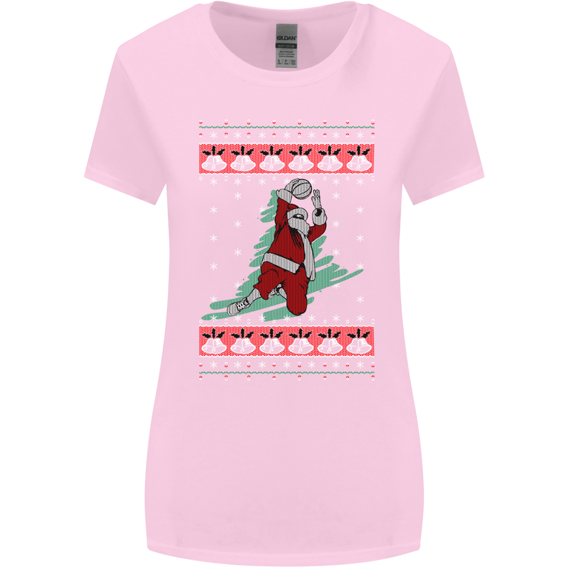 Basketball Santa Player Christmas Funny Womens Wider Cut T-Shirt Light Pink