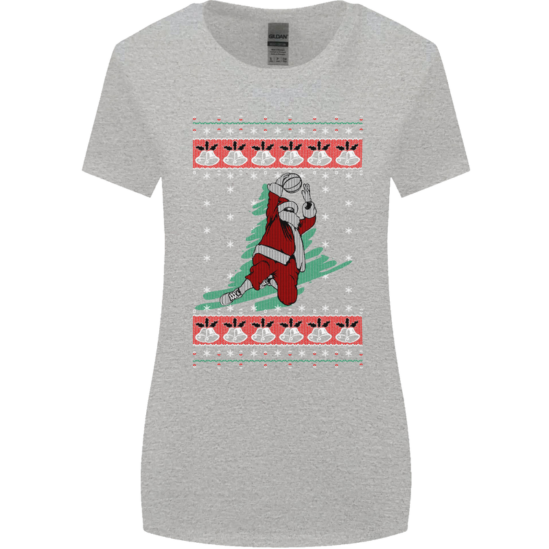 Basketball Santa Player Christmas Funny Womens Wider Cut T-Shirt Sports Grey