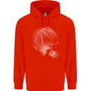 Basketball Skull Childrens Kids Hoodie Bright Red