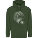 Basketball Skull Childrens Kids Hoodie Forest Green