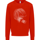 Basketball Skull Kids Sweatshirt Jumper Bright Red
