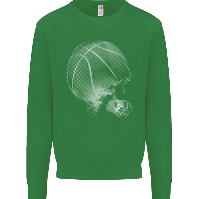 Basketball Skull Kids Sweatshirt Jumper Irish Green
