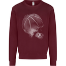 Basketball Skull Kids Sweatshirt Jumper Maroon