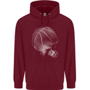 Basketball Skull Mens 80% Cotton Hoodie Maroon