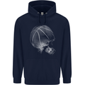 Basketball Skull Mens 80% Cotton Hoodie Navy Blue
