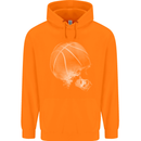 Basketball Skull Mens 80% Cotton Hoodie Orange
