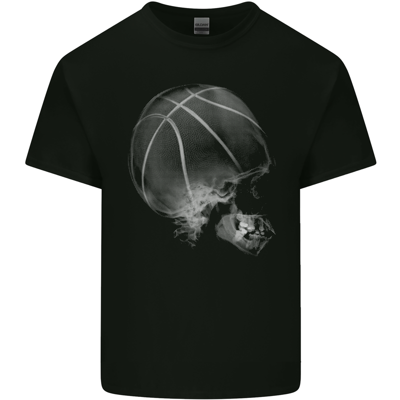 Basketball Skull Mens Cotton T-Shirt Tee Top Black