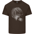 Basketball Skull Mens Cotton T-Shirt Tee Top Dark Chocolate