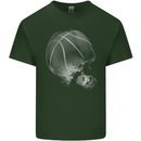 Basketball Skull Mens Cotton T-Shirt Tee Top Forest Green