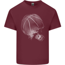 Basketball Skull Mens Cotton T-Shirt Tee Top Maroon