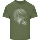 Basketball Skull Mens Cotton T-Shirt Tee Top Military Green