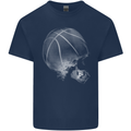 Basketball Skull Mens Cotton T-Shirt Tee Top Navy Blue