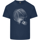 Basketball Skull Mens Cotton T-Shirt Tee Top Navy Blue