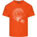 Basketball Skull Mens Cotton T-Shirt Tee Top Orange
