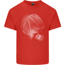 Basketball Skull Mens Cotton T-Shirt Tee Top Red