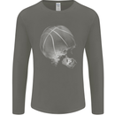 Basketball Skull Mens Long Sleeve T-Shirt Charcoal