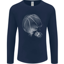 Basketball Skull Mens Long Sleeve T-Shirt Navy Blue