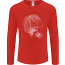 Basketball Skull Mens Long Sleeve T-Shirt Red