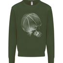 Basketball Skull Mens Sweatshirt Jumper Forest Green