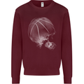 Basketball Skull Mens Sweatshirt Jumper Maroon