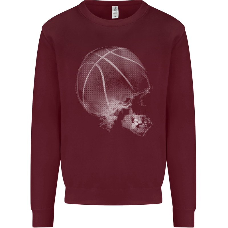 Basketball Skull Mens Sweatshirt Jumper Maroon