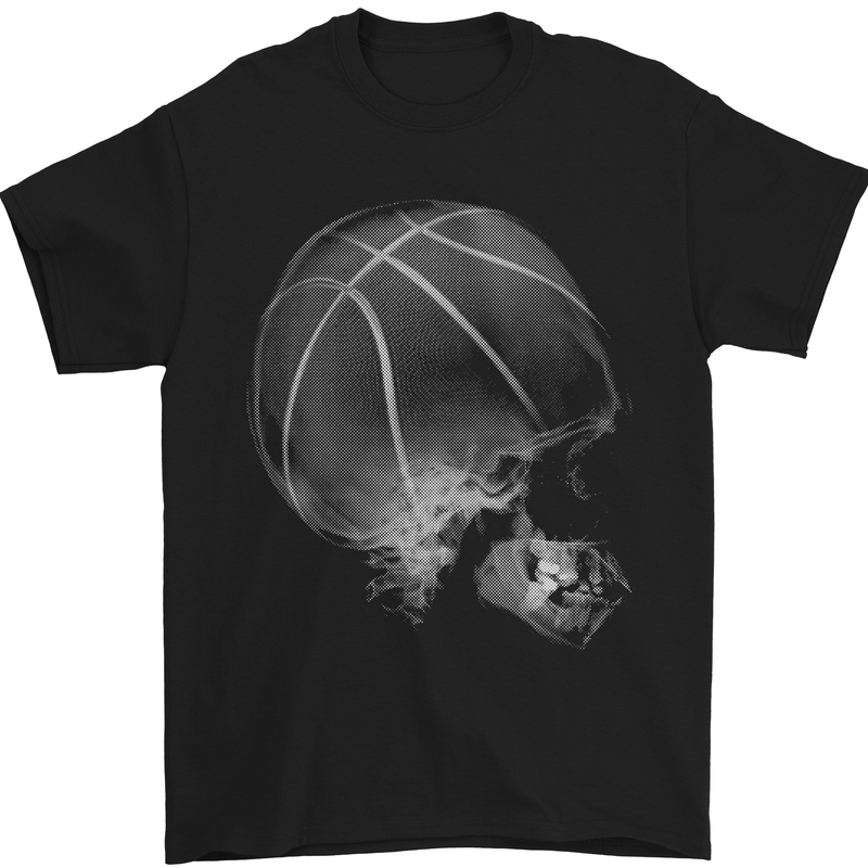 Basketball Skull Mens T-Shirt 100% Cotton Black