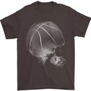 Basketball Skull Mens T-Shirt 100% Cotton Dark Chocolate