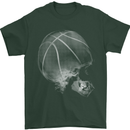 Basketball Skull Mens T-Shirt 100% Cotton Forest Green