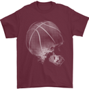 Basketball Skull Mens T-Shirt 100% Cotton Maroon